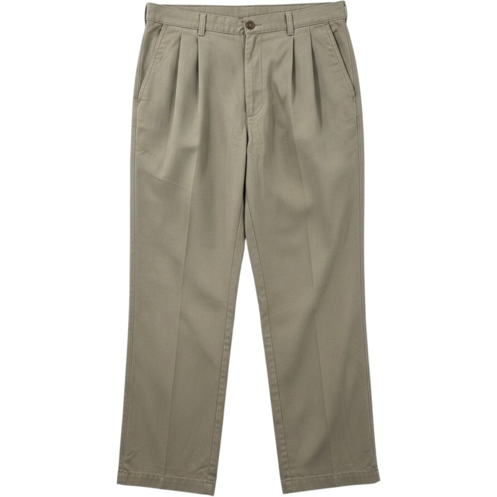 George Mens Pleated Chino Pants Khaki Tan Barley 36x32‎